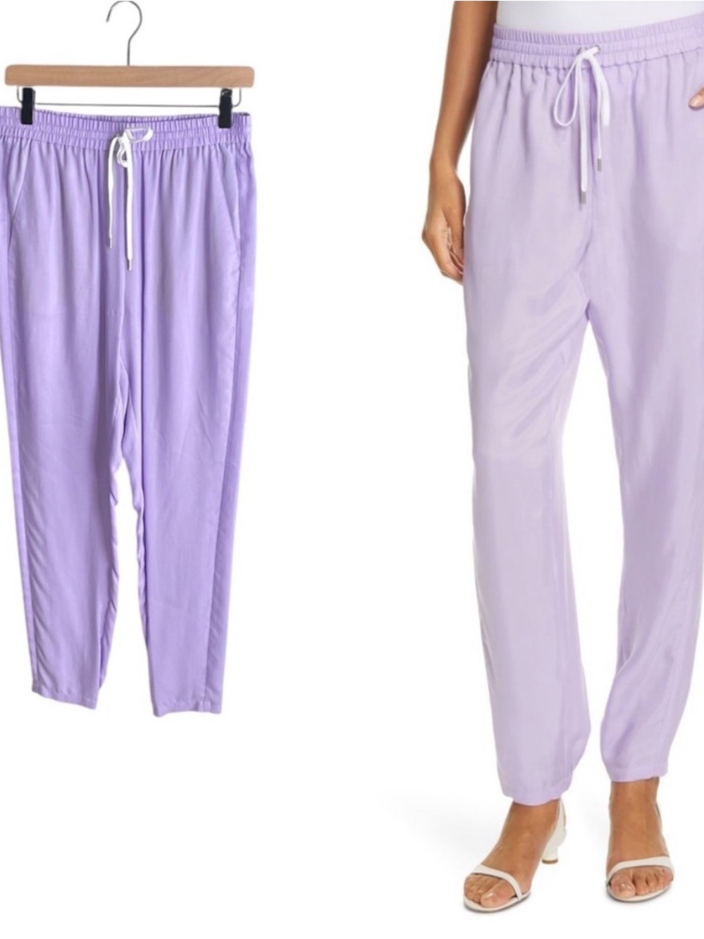 Tibi Lavender Drawstring Track Joggers